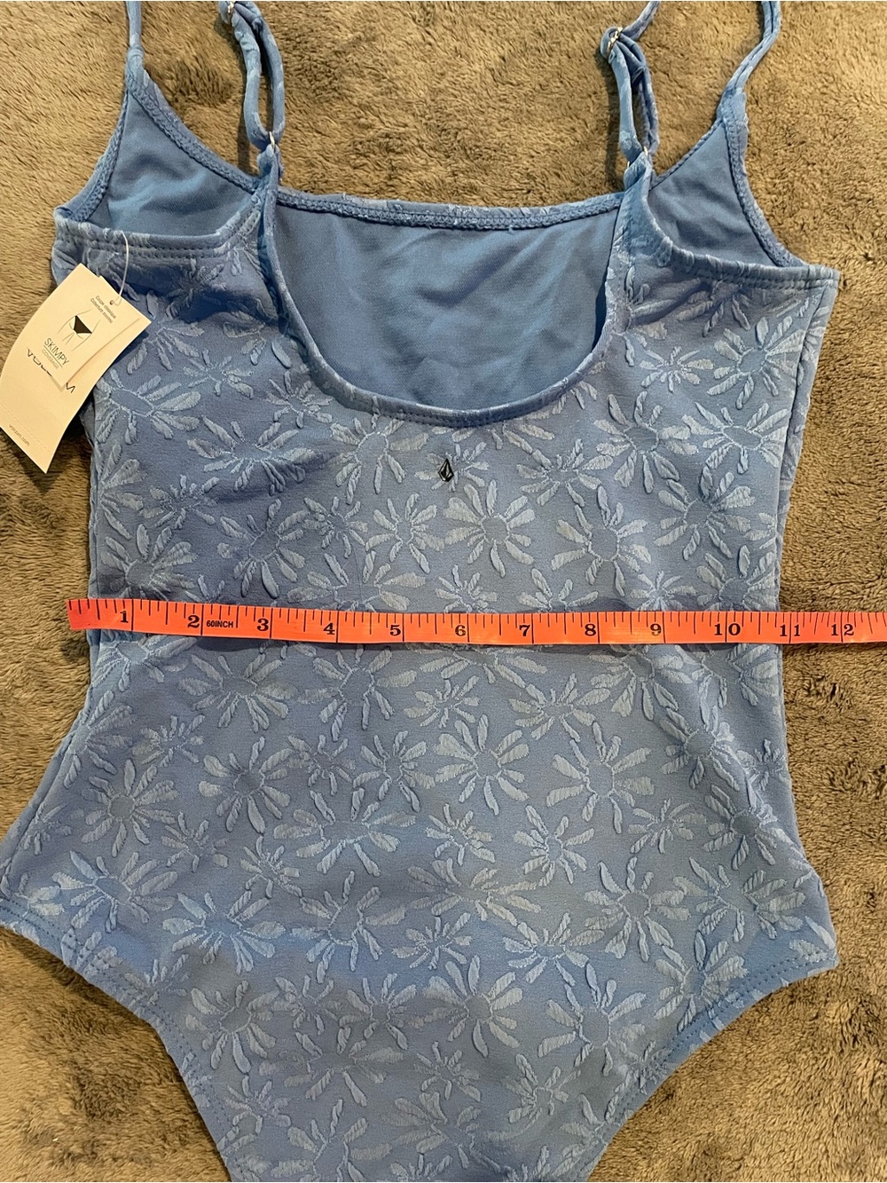 Volcom Solid Surfin One Piece Swimsuit Women’s Size S Blue Floral Skimpy - Picture 10 of 11